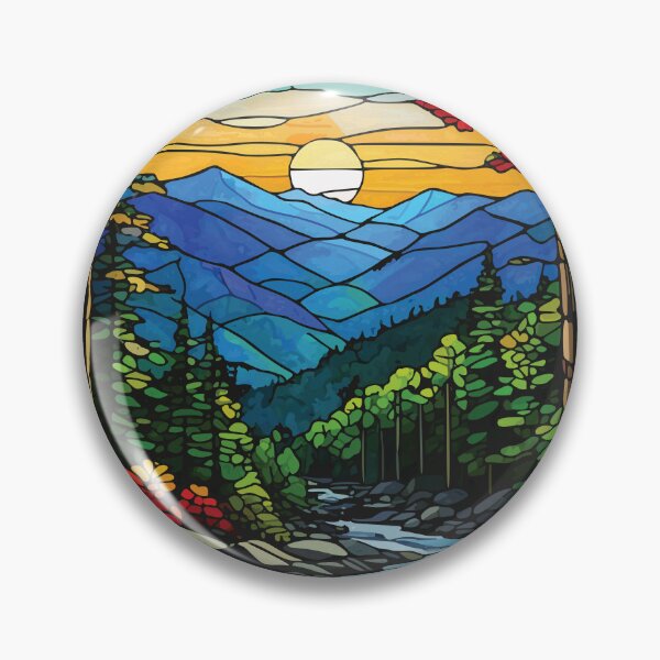 Item preview, Stained Glass Great Smoky Mountains Mosaic National Park Scenic Art  designed and sold by designmari.