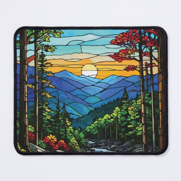 Item preview, Stained Glass Great Smoky Mountains Mosaic National Park Scenic Art designed and sold by designmari.