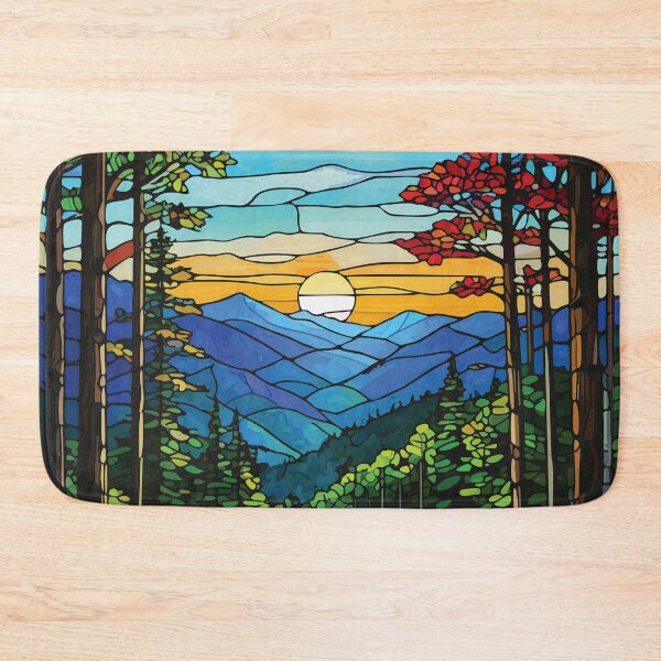 Item preview, Stained Glass Great Smoky Mountains Mosaic National Park Scenic Art  designed and sold by designmari.