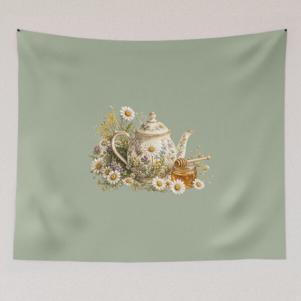 Item preview, Botanical Floral Teapot Watercolor | Cottagecore Tea Lover Gift | Wildflower Tea Illustration | Cozy Kitchen Art designed and sold by MagicMakerPh⭐⭐⭐⭐⭐.