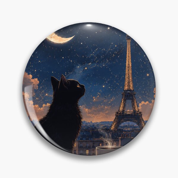 Item preview, Paris Moonlight Cat designed and sold by DaryaArtFrance.