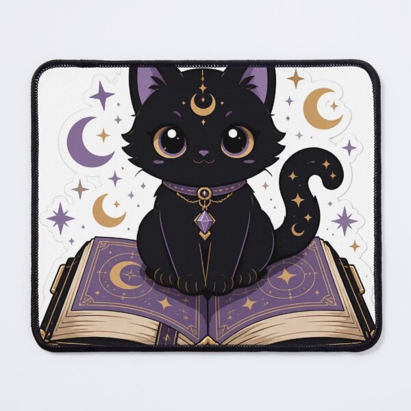 Item preview, Kawaii Goth Black Cat Spellbook Witchy Dark Academia designed and sold by StickyGuys.