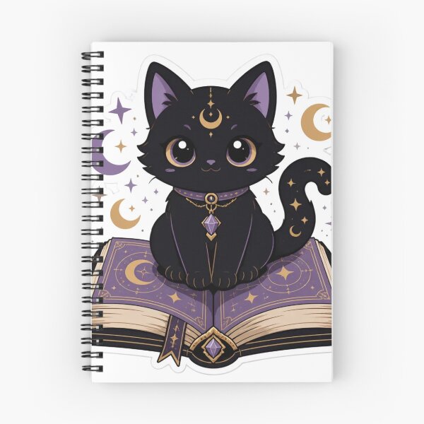 Item preview, Kawaii Goth Black Cat Spellbook Witchy Dark Academia designed and sold by StickyGuys.