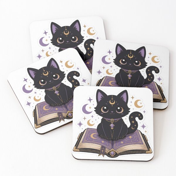 Artikelvorschau, Kawaii Goth Schwarze Katze Zauberbuch Hexenhaft Dark Academia entworfen und verkauft von StickyGuys.