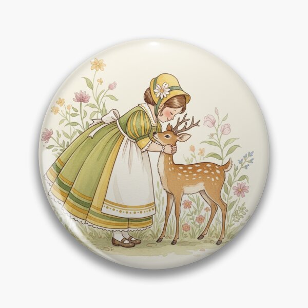 Item preview, Tender Moment: A Girl and Her Little Fawn Friend designed and sold by Pasteltone.