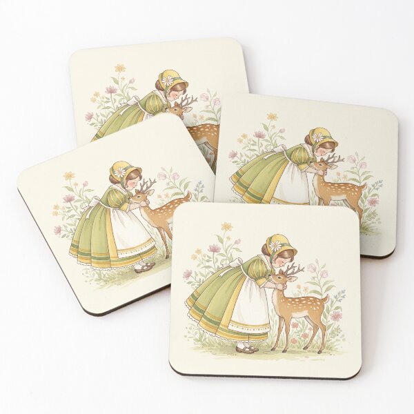 Item preview, Tender Moment: A Girl and Her Little Fawn Friend designed and sold by Pasteltone.