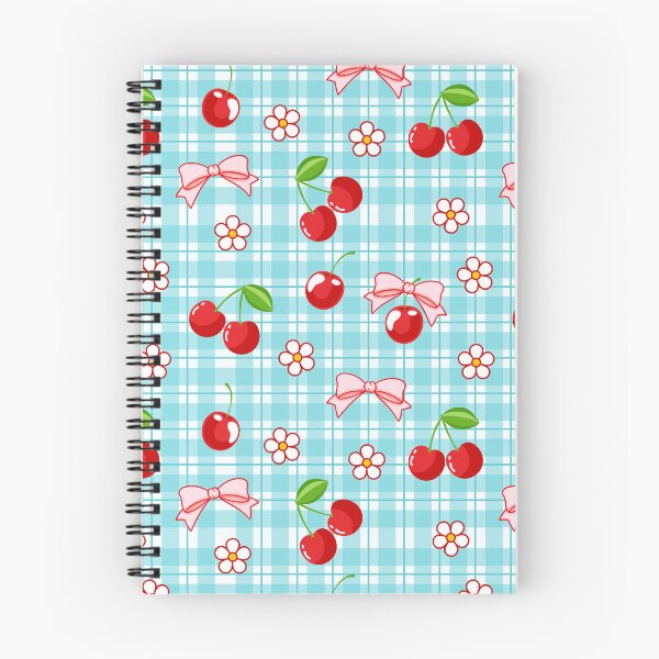 Item preview, Blue Gingham Pattern Red Cherry and Cute Pink Bow designed and sold by nurabear.