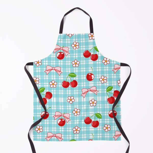 Item preview, Blue Gingham Pattern Red Cherry and Cute Pink Bow designed and sold by nurabear.