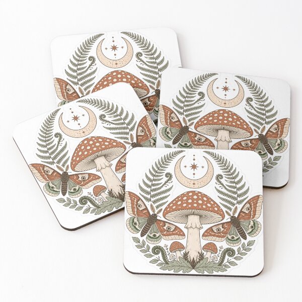 Item preview, Mushroom & Moth Woodland Emblem Wilderkind Cryptidcore designed and sold by StickyGuys.