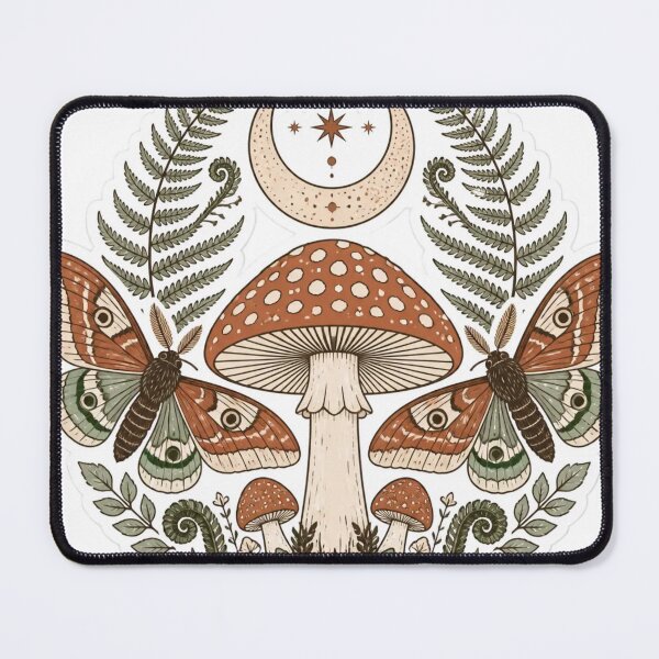 Item preview, Mushroom & Moth Woodland Emblem Wilderkind Cryptidcore designed and sold by StickyGuys.