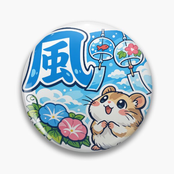 Item preview, Kaze Kanji Hamster with Wind Chimes – Cute Japanese Summer Aesthetic Sticker designed and sold by kawaii animal store (in Japan).
