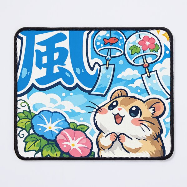 Item preview, Kaze Kanji Hamster with Wind Chimes – Cute Japanese Summer Aesthetic Sticker designed and sold by kawaii animal store (in Japan).