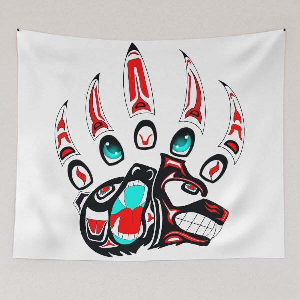Item preview, Tlingit Wolf and bear claw (Red) designed and sold by RobsArtwork.