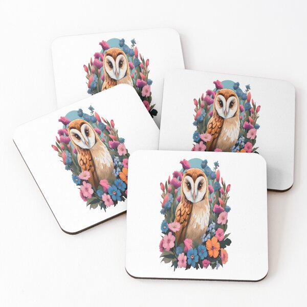 Item preview, Barn Owl & Pastel Wildflowers Pattern designed and sold by chroma-wilds.