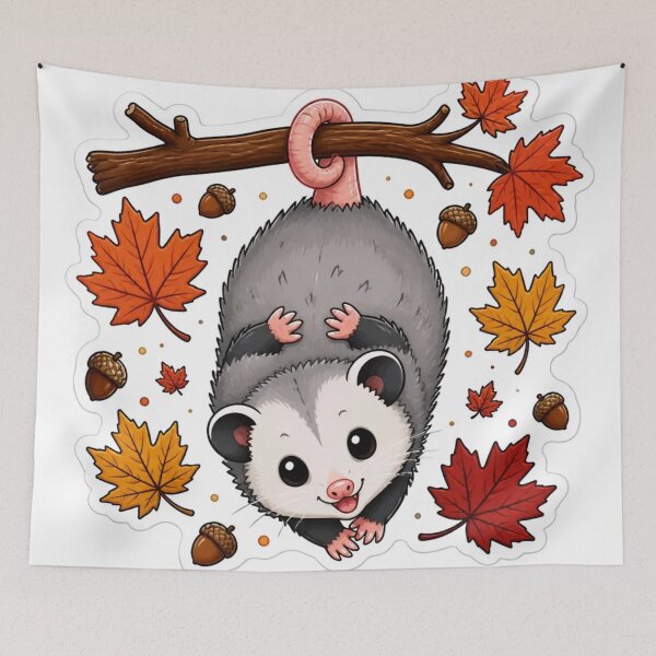 Item preview, Cozy Opossum Autumn Leaves Cryptidcore Fall designed and sold by StickyGuys.