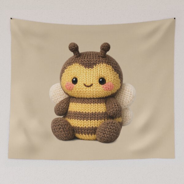 Item preview, Cute Knitted Bee Plush | Kawaii Handmade Crochet Cottagecore designed and sold by Moons Studio.