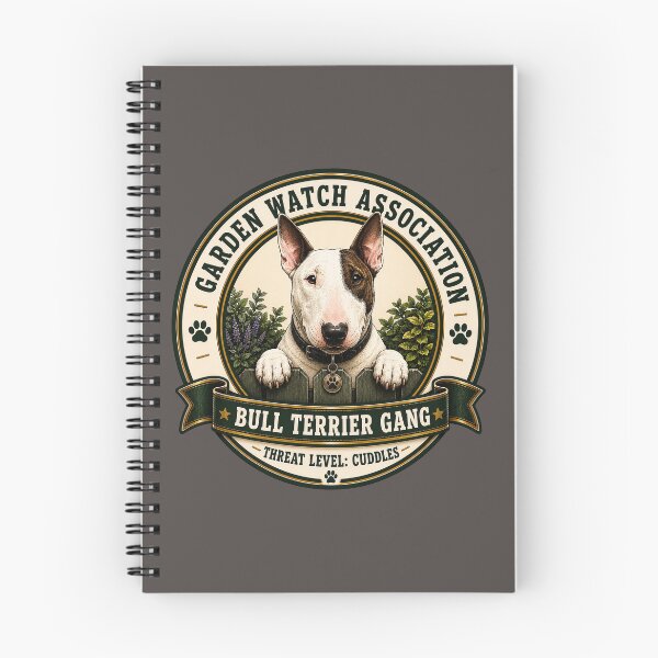 Item preview, Garden Watch Association - Bull Terrier Gang - Threat Level: Cuddles/ Funny Bull Terrier Badge Logo  designed and sold by Halejo68.