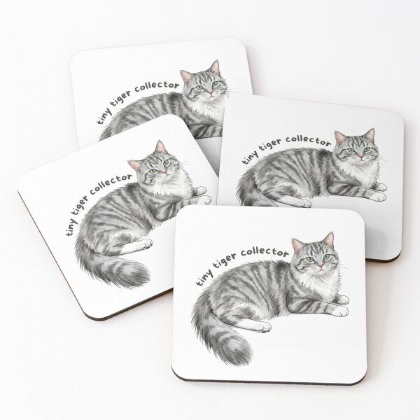 Item preview, Tiny Tiger Collector Sticker | Silver Tabby Cat Vinyl Decal | Gray Cat Lover Gift | Cute Cat Laptop, Water Bottle & Journal Sticker designed and sold by Safiacreatess.