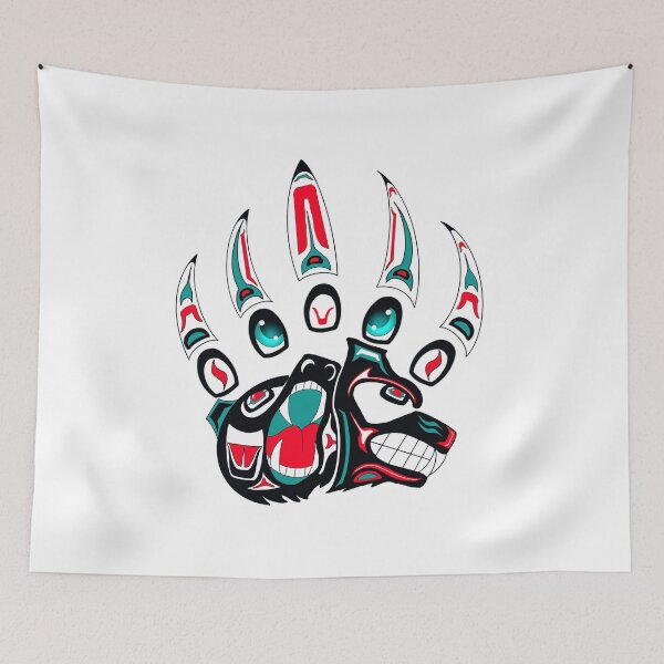 Item preview, Tlingit Wolf and bear claw (Teal) designed and sold by RobsArtwork.