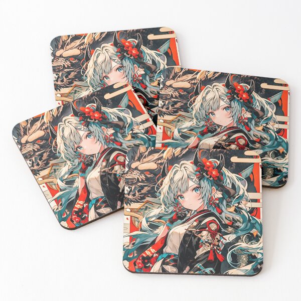 Item preview, Celestial Dragon Kimono Girl | Japanese Fantasy Anime Style Floral Art designed and sold by Dyan4.