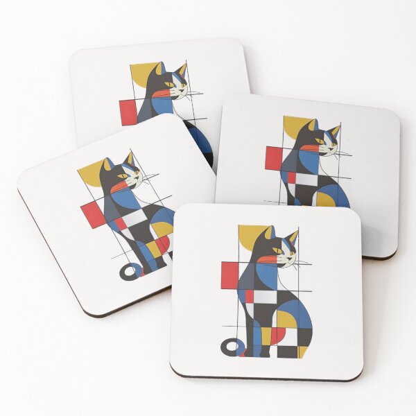 Item preview, Mondrian Cat  Abstract Geometric Art   designed and sold by Gbriel3.