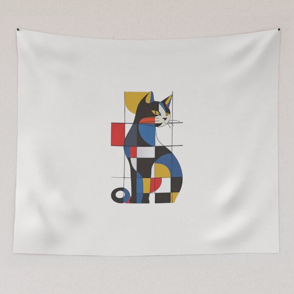 Item preview, Mondrian Cat  Abstract Geometric Art   designed and sold by Gbriel3.