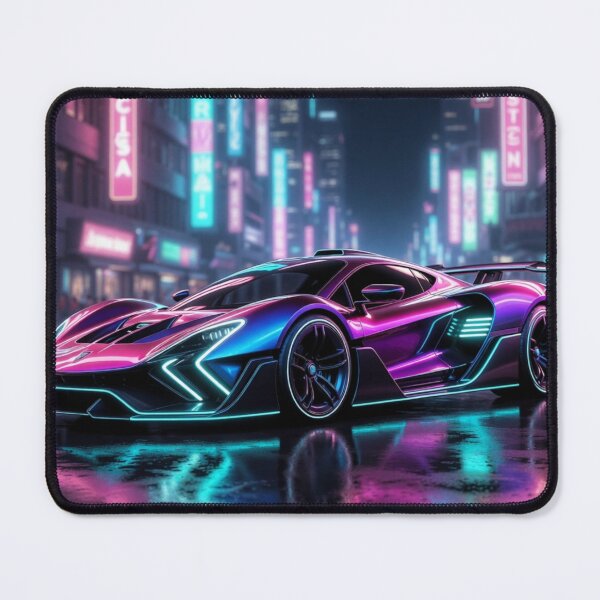 Item preview, Cyberpunk Neon Supercar Synthwave Poster designed and sold by Nexus Space.