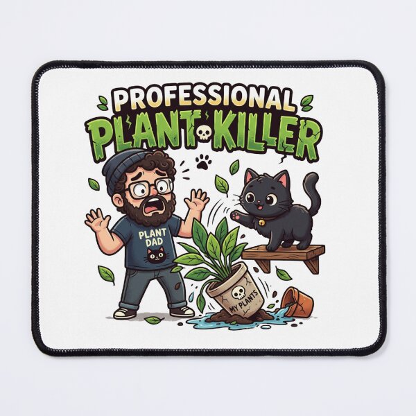 Item preview, Professional Plant Killer Black Cat Dad Funny Kawaii T-Shirt designed and sold by Ashley critters.