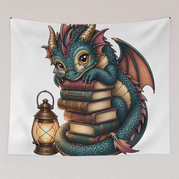 Item preview, Cute Cozy Book Dragon Reading Nook Bookish Dark Academia designed and sold by StickyGuys.