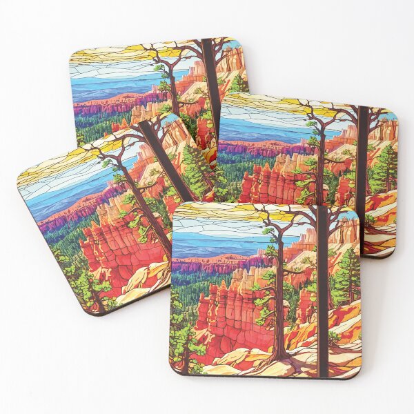 Item preview, Stained Glass Bryce Canyon National Park Mosaic Landscape Sunset  designed and sold by designmari.