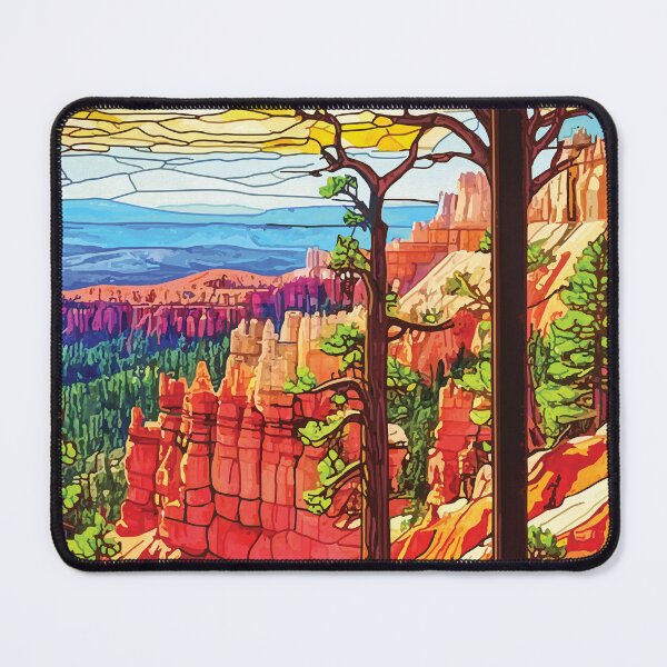 Item preview, Stained Glass Bryce Canyon National Park Mosaic Landscape Sunset designed and sold by designmari.