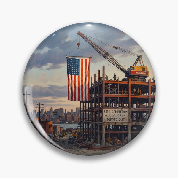 Item preview, Construction Steel Completion American Flag designed and sold by Home Decor Art.