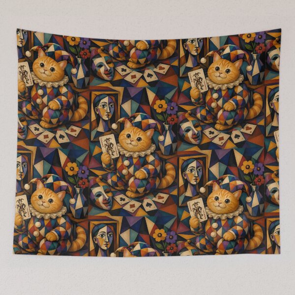 Item preview, Cute Chonky Orange Cat Harlequin Masterpiece Dreamscape designed and sold by Mindworx21.