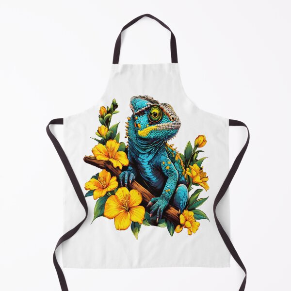 Item preview, Tropical Blue Chameleon & Yellow Hibiscus designed and sold by chroma-wilds.