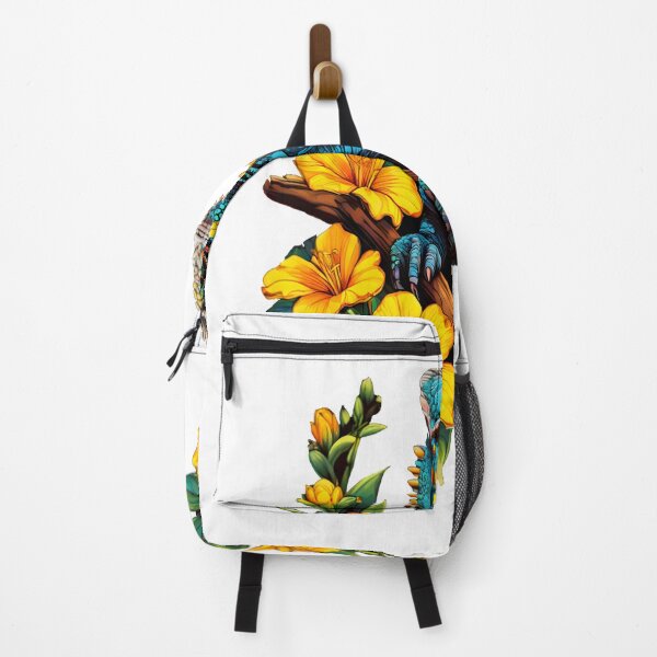 Item preview, Tropical Blue Chameleon & Yellow Hibiscus designed and sold by chroma-wilds.