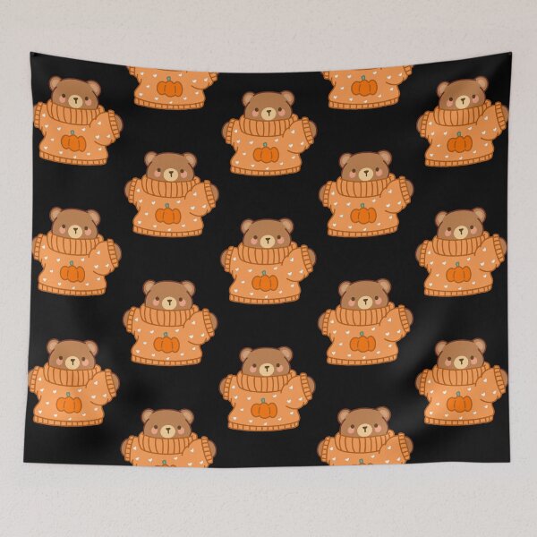 Item preview, Pumpkin Bear Cute Autumn Cozy Sweater Teddy Illustration designed and sold by Pudgeproject.
