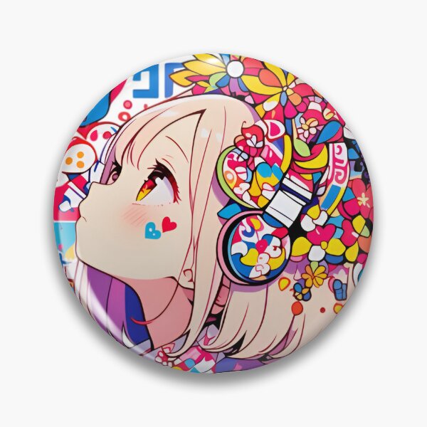 Item preview, Color Burst Anime Girl with Floral Headphones | Kawaii Pop Art Aesthetic Illustration designed and sold by Dyan4.