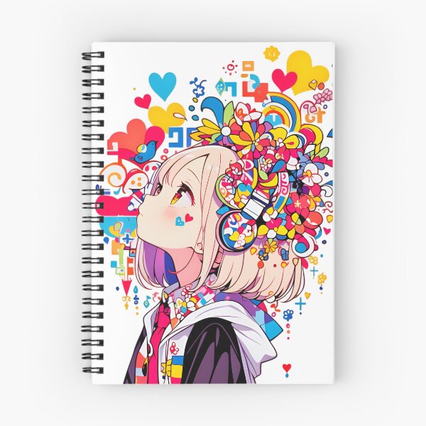 Item preview, Color Burst Anime Girl with Floral Headphones | Kawaii Pop Art Aesthetic Illustration designed and sold by Dyan4.