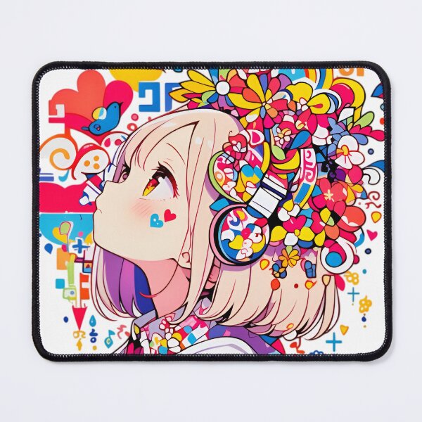 Item preview, Color Burst Anime Girl with Floral Headphones | Kawaii Pop Art Aesthetic Illustration designed and sold by Dyan4.