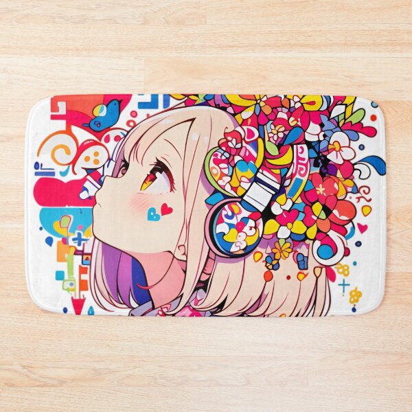 Item preview, Color Burst Anime Girl with Floral Headphones | Kawaii Pop Art Aesthetic Illustration designed and sold by Dyan4.