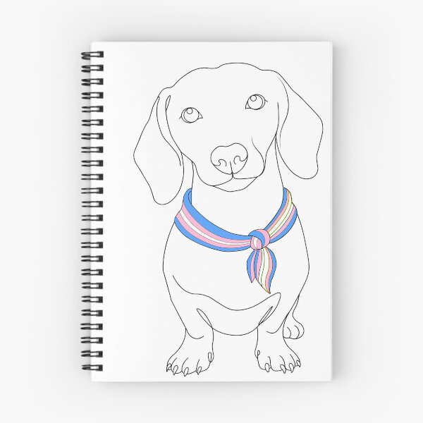 Item preview, Minimalist Dachshund with Transgender Pride Bandana | Dog Line Art designed and sold by TrueColorAr.
