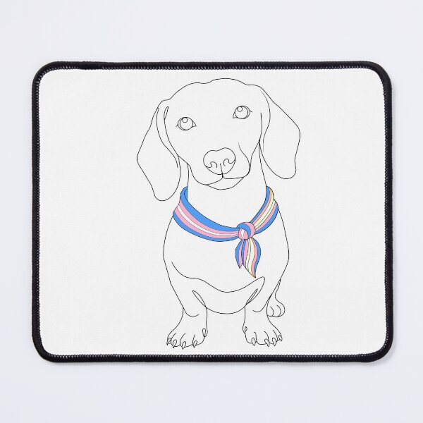 Item preview, Minimalist Dachshund with Transgender Pride Bandana | Dog Line Art designed and sold by TrueColorAr.