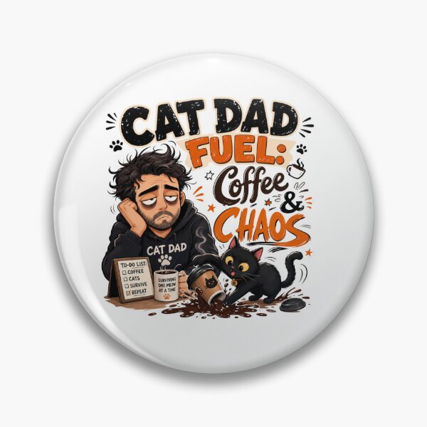 Item preview, Cat Dad Fuel Coffee & Chaos Black Cat Funny T-Shirt designed and sold by Ashley critters.