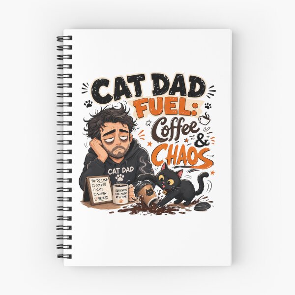 Item preview, Cat Dad Fuel Coffee & Chaos Black Cat Funny T-Shirt designed and sold by Ashley critters.