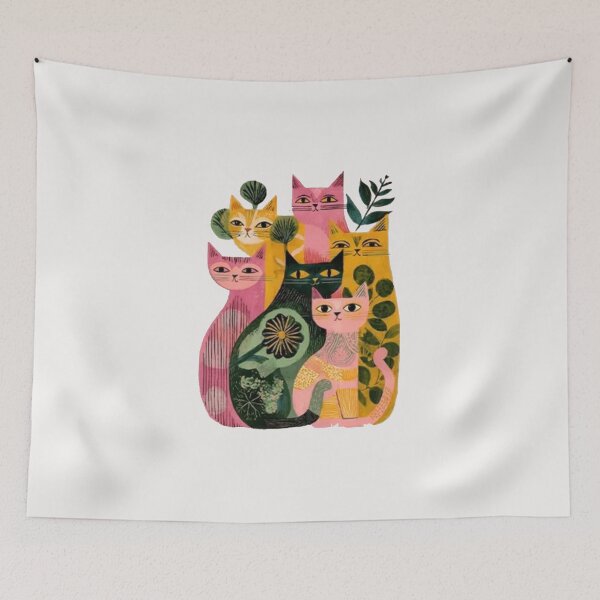 Item preview, Colorful Geometric Cats Abstract  Art   designed and sold by Gbriel3.