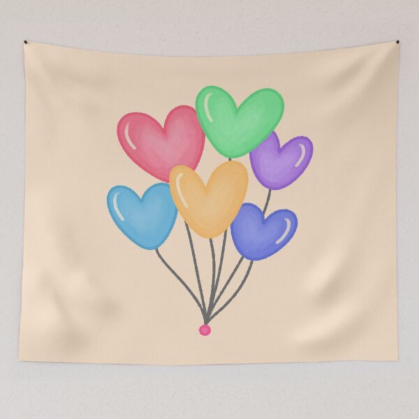 Item preview, Colorful Heart Balloons Bunch Hand Drawn Cute Illustration designed and sold by ubborn.