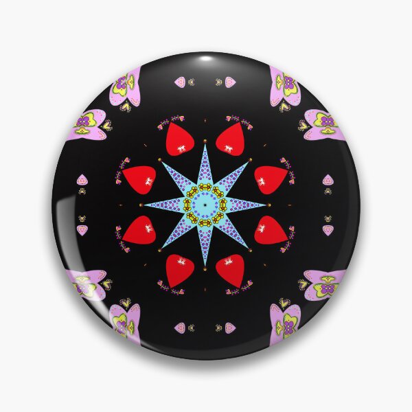 Item preview, Vibrant Black,Red and Pink Heart Mandala designed and sold by Tinsleybluebell.