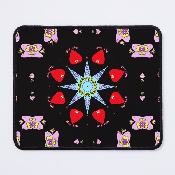 Item preview, Vibrant Black,Red and Pink Heart Mandala designed and sold by Tinsleybluebell.