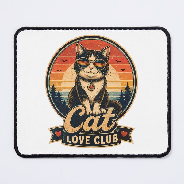 Item preview, Retro Cat Love Club - Vintage Cool Cat Sunset designed and sold by Lu7u.