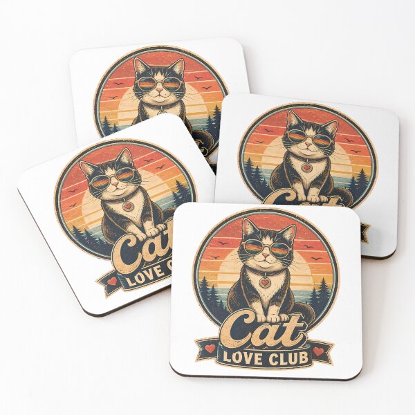 Item preview, Retro Cat Love Club - Vintage Cool Cat Sunset designed and sold by Lu7u.